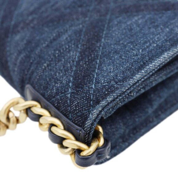 Chanel  19 Flap Denim Wallet On Chain Shoulder Bag Blue - Picture 9 of 13
